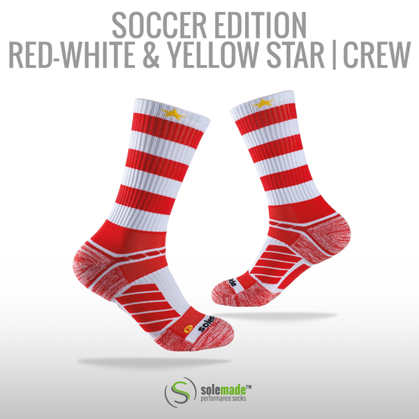 Soccer | Red-White & Yellow Star | Crew | Adult