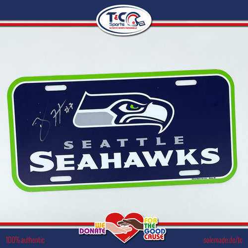 Brett Hundley signed Seahawks license plate