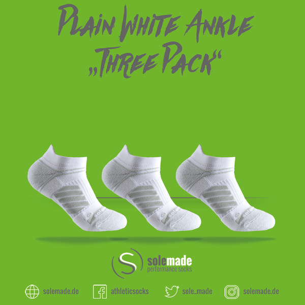 Plain White | Three Pack | Ankle | Adult