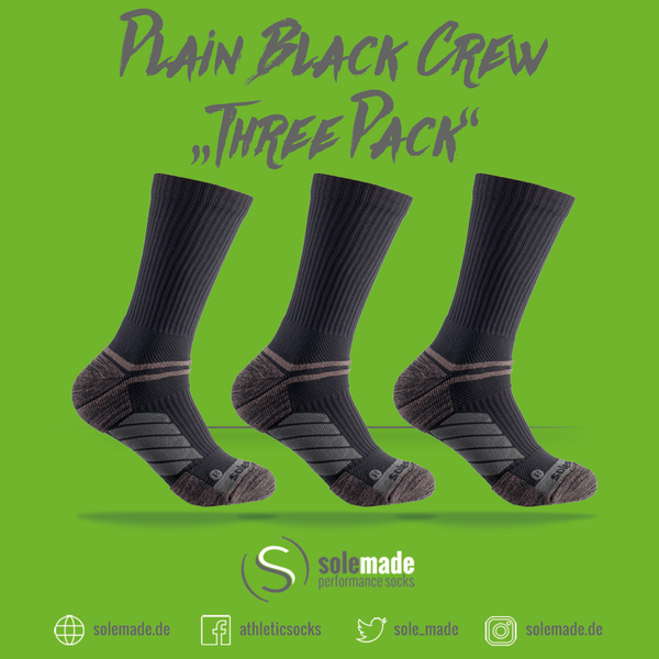 Plain Black | Three Pack | Crew | Adult