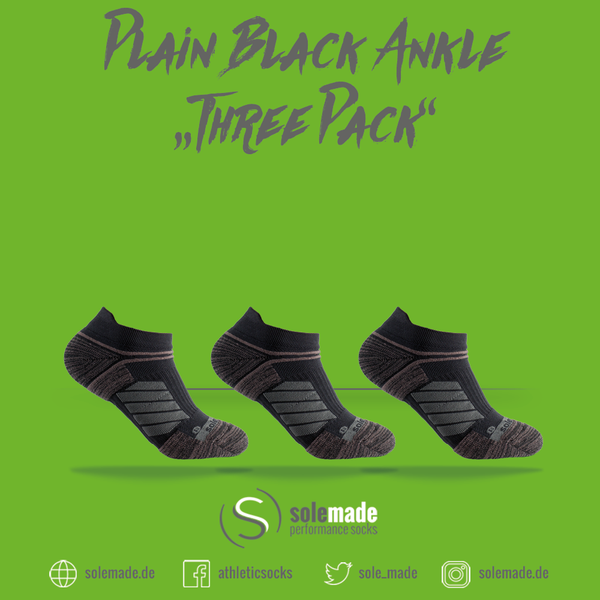 Plain Black | Three Pack | Ankle | Adult