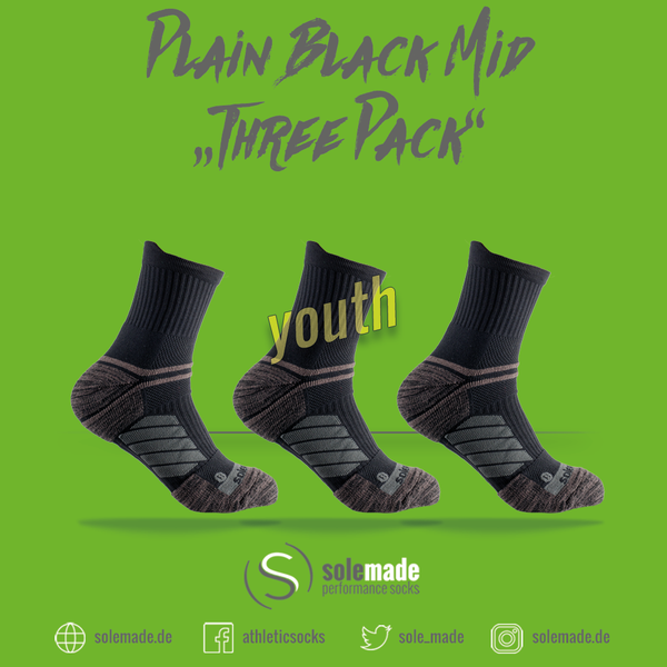 Plain Black | Three Pack | Mid | Youth