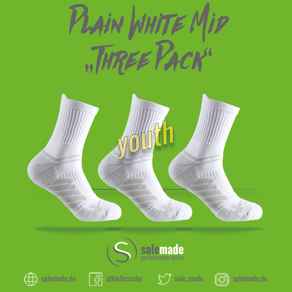 Plain White | Three Pack | Mid | Youth