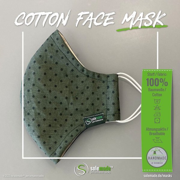 Cotton Face Mask | grey green with dots