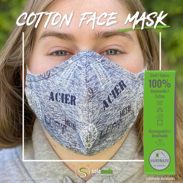 Cotton Face Mask | blue steel print