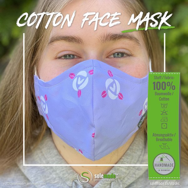 Cotton Face Mask | purple with rose pattern