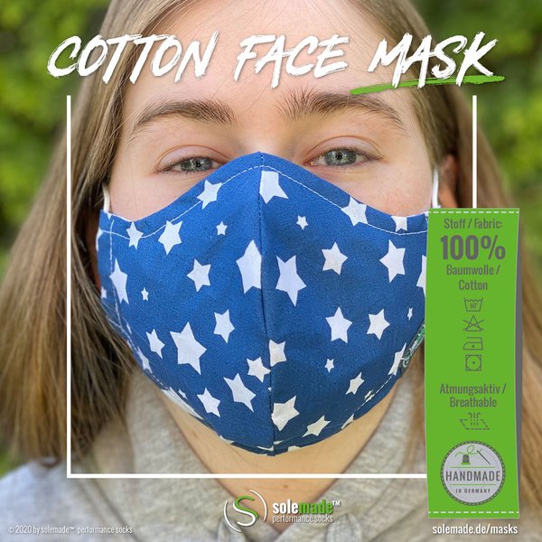 Cotton Face Mask | dark blue starlight pattern