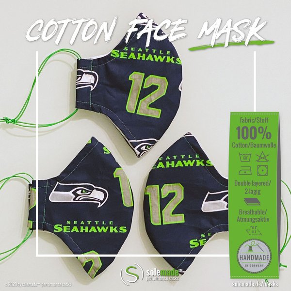 Cotton Face Mask | Seattle Seahawks pattern #12