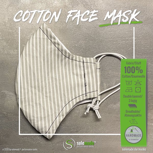 Cotton Face Mask | gray/white stripes pattern