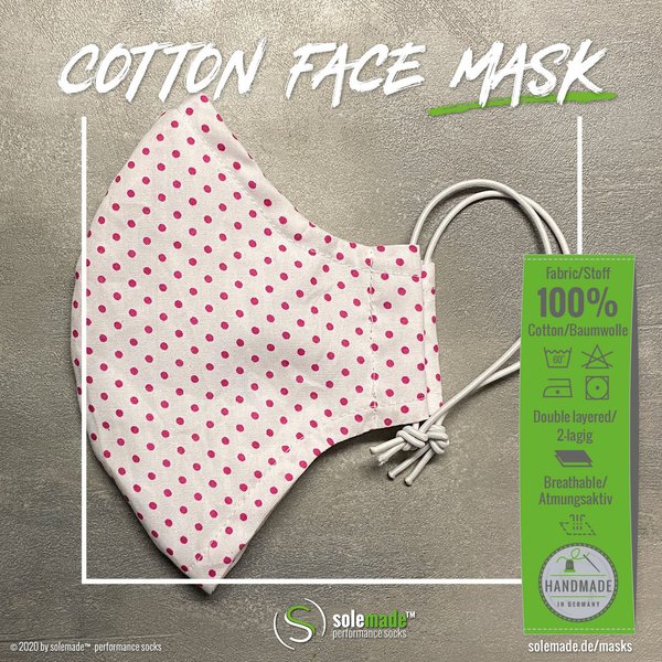 Cotton Face Mask | white with pink dots pattern