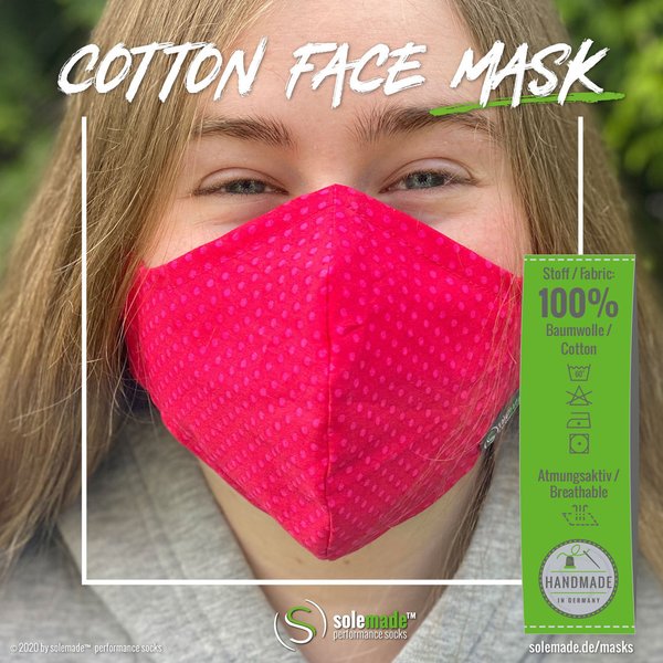 Cotton Face Mask | red with pink dots pattern