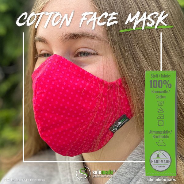Cotton Face Mask | red with pink dots pattern