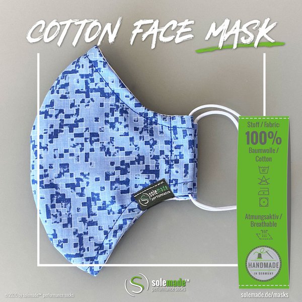 Cotton Face Mask | blue digital pattern
