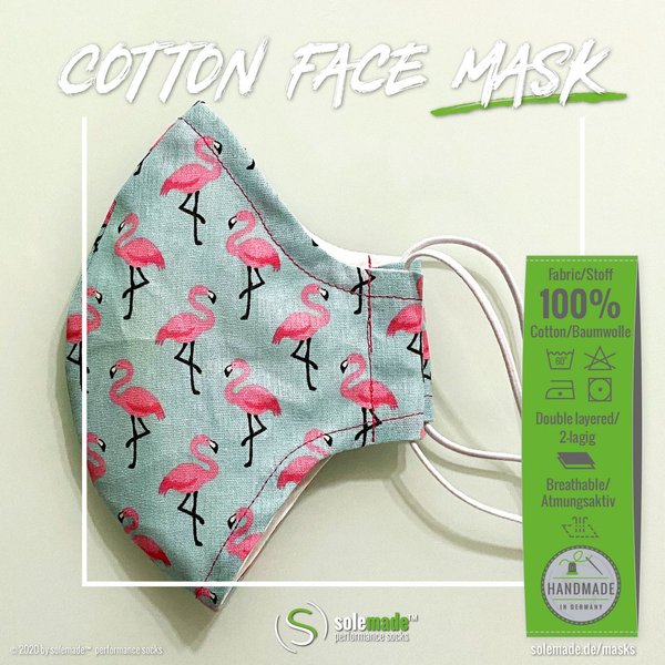 Cotton Face Mask | flamingo light mint pattern