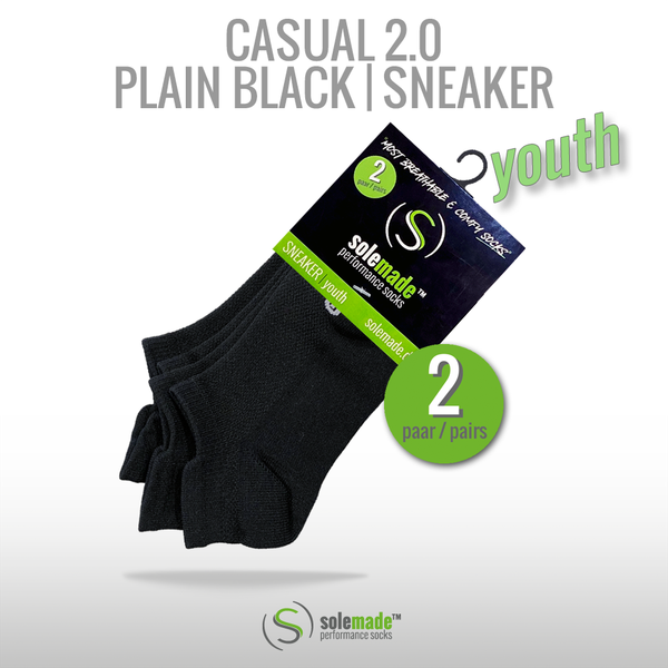 casual 2.0 | Plain Black | Sneaker | Youth