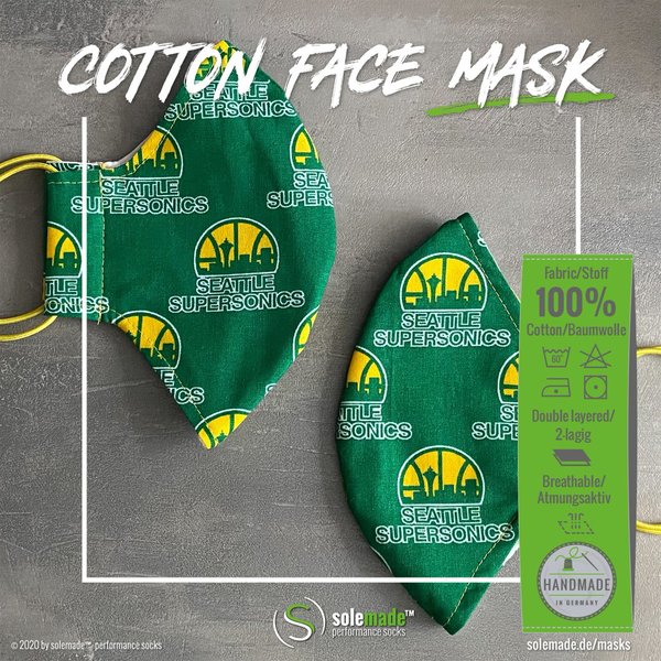 Cotton Face Mask | Seattle Supersonics pattern #01