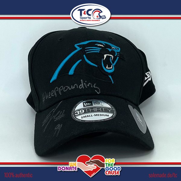 Efe Obada signed Panthers New Era M/L 3930 hat