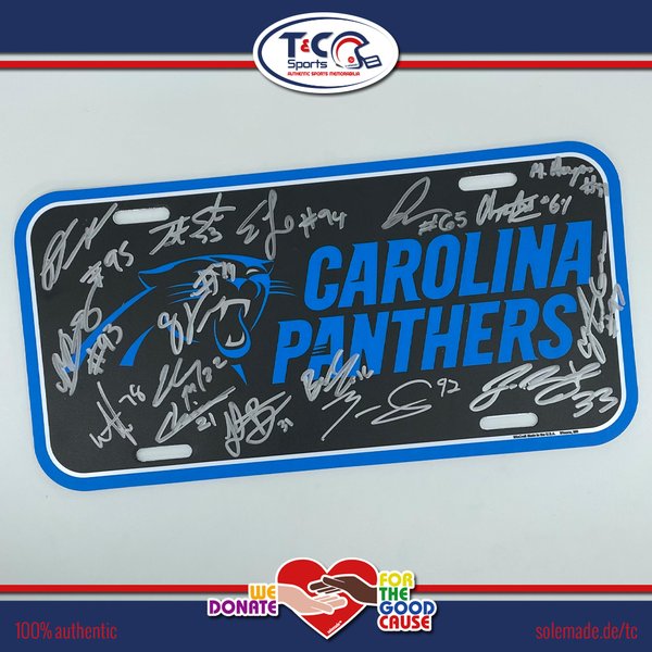 Multi-signed Panthers license plate