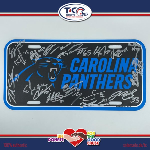 Multi-signed Panthers license plate