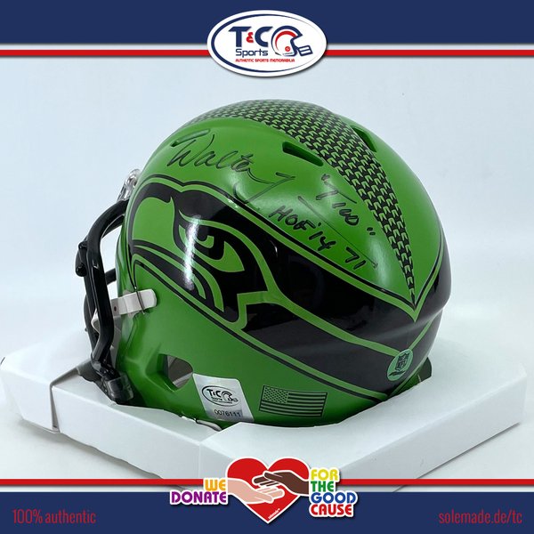 Walter Jones signed green custom Riddell Speed Mini Helmet