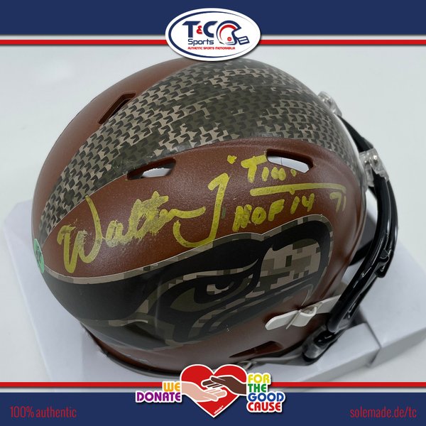 Walter Jones brown custom Salute to Service Riddell Speed Mini Helmet