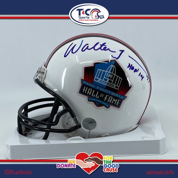 0076114 - Walter Jones signed white HOF Riddell VSR4 Mini Helmet