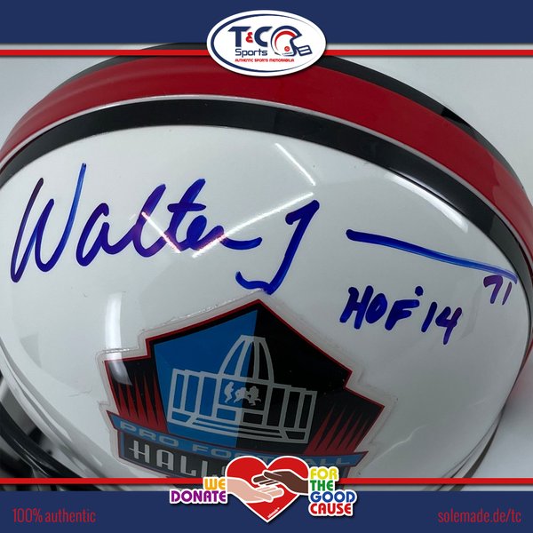 0076114 - Walter Jones signed white HOF Riddell VSR4 Mini Helmet