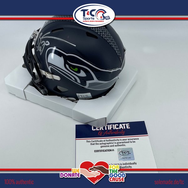 0076120 - Barkevious Mingo signed Seattle Seahawks Riddell Speed Mini Helmet