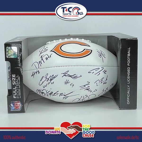 0076123 - Multi-signed white/brown Chicago Bears Wilson Full Size Football
