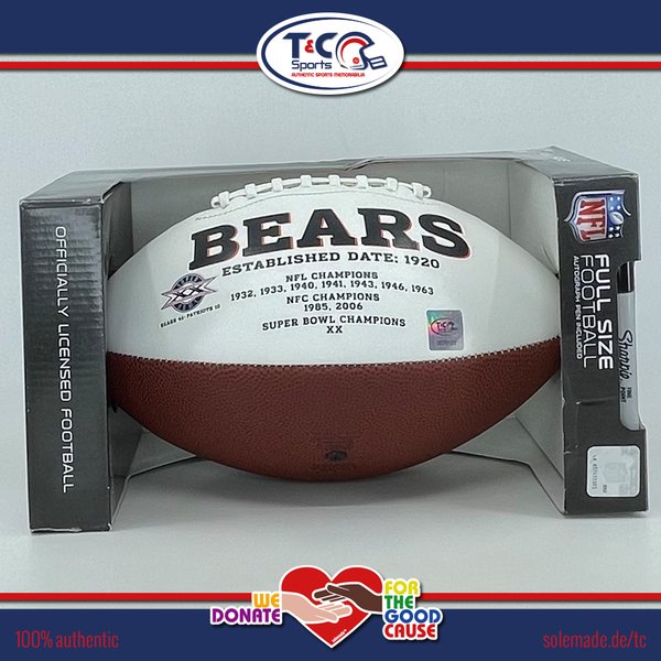 0076123 - Multi-signed white/brown Chicago Bears Wilson Full Size Football