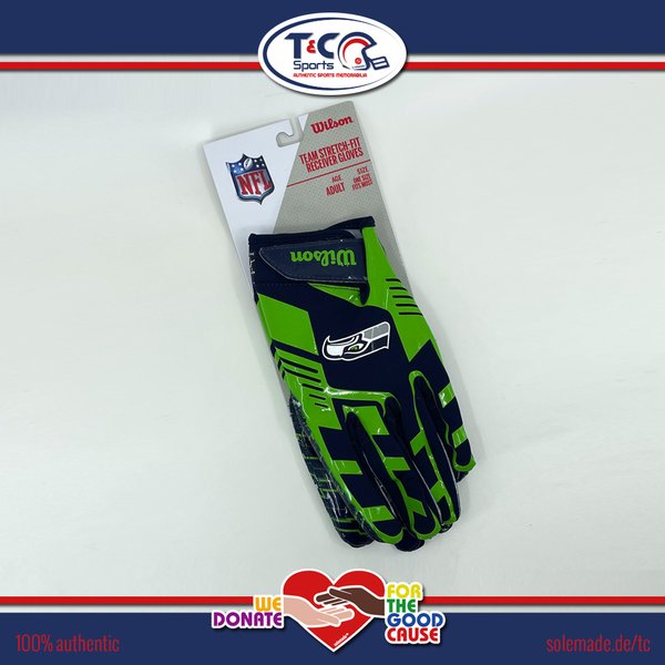 Ugo Amadi signed Seattle Seahawks Wilson Team Stretch-Fit Receiver Gloves