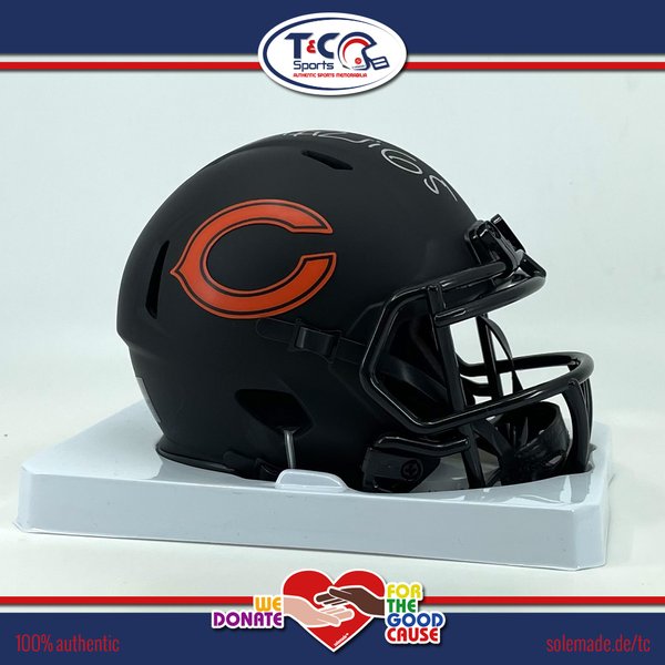 0076131 - Germain Ifedi signed matt black Chicago Bears Riddell Eclipse Speed Mini Helmet