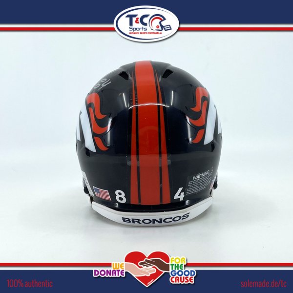 Troy Fumagalli signed blue customized Broncos Riddell Speed Mini Helmet