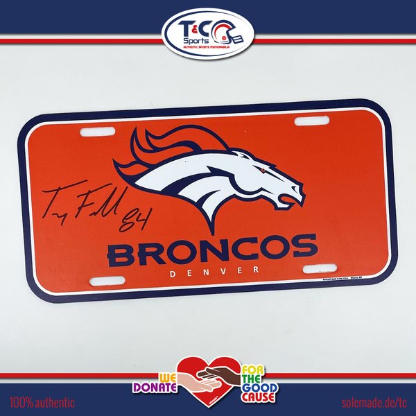 Troy Fumagalli signed Broncos license plate