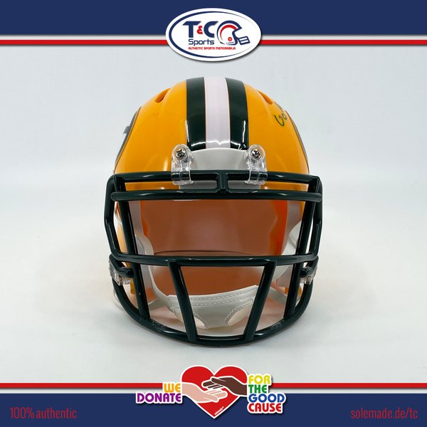Brett Hundley signed yellow Packers Riddell Speed Mini Helmet