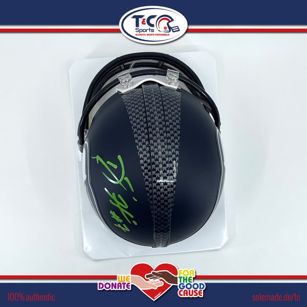 0076162 - Brett Hundley signed blue Seahawks Riddell VSR4 Mini Helmet