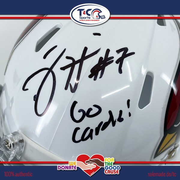 0076167 - Brett Hundley signed white Cardinals Riddell Speed Mini Helmet