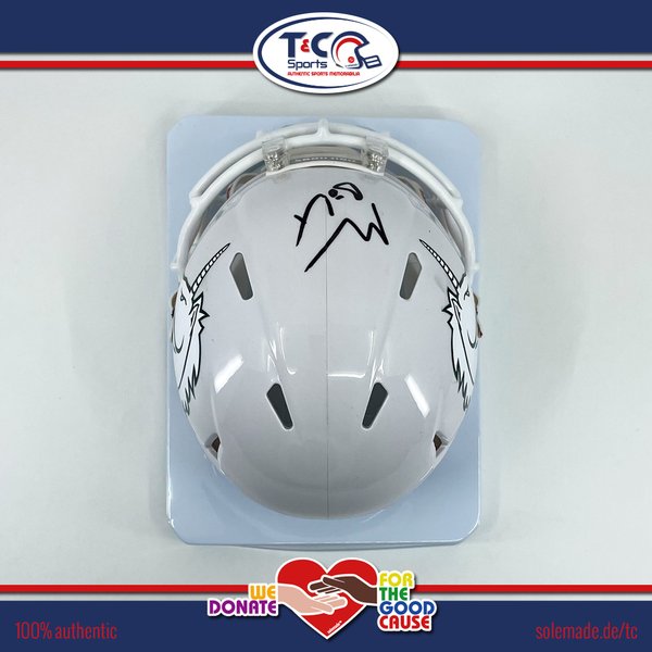 0076174 - Moritz Böhringer signed white custom Unicorns Riddell Speed Mini Helmet