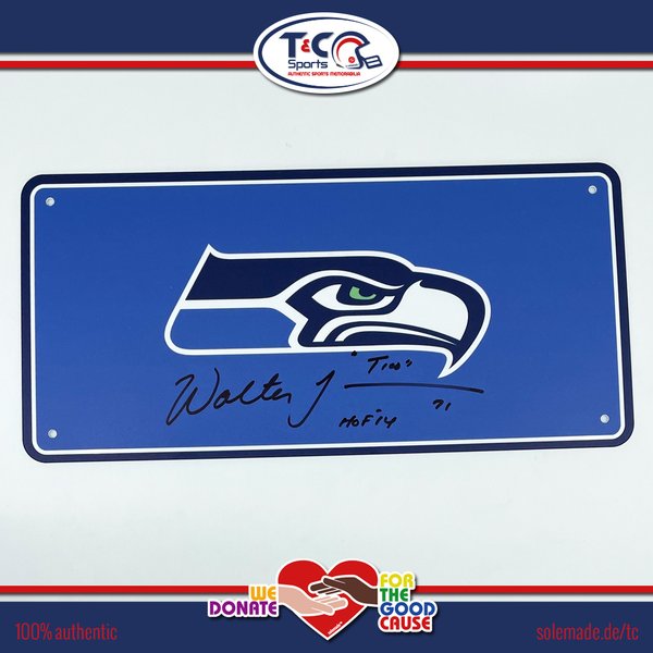 0076195 - Walter Jones signed blue (2002-2011) Seahawks license plate