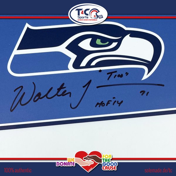 Walter Jones signed blue (202-2011) Seahawks license plate