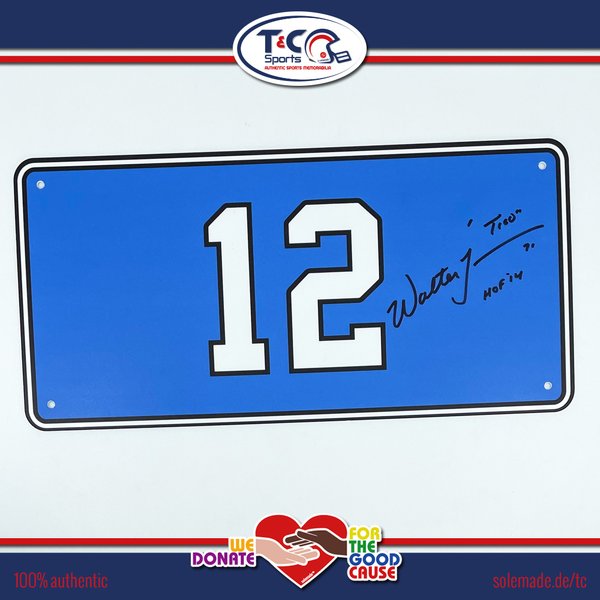 Walter Jones signed blue 12th Man license plate