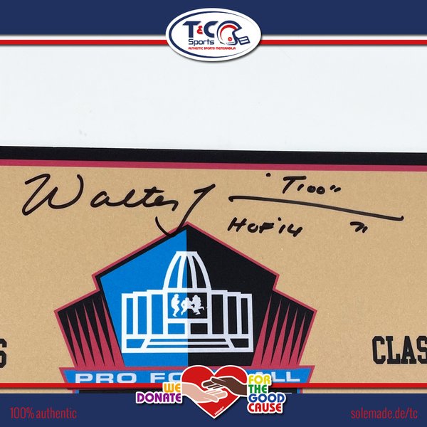 Walter Jones signed HOF Class of 2014 license plate