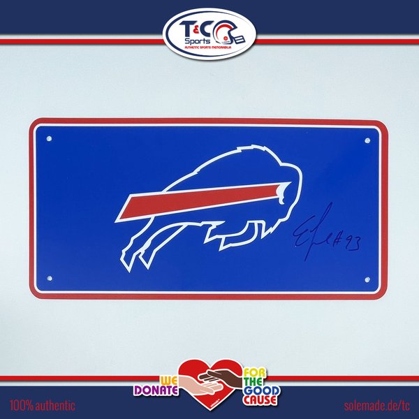 0076227 - Efe Obada signed blue Bills license plate