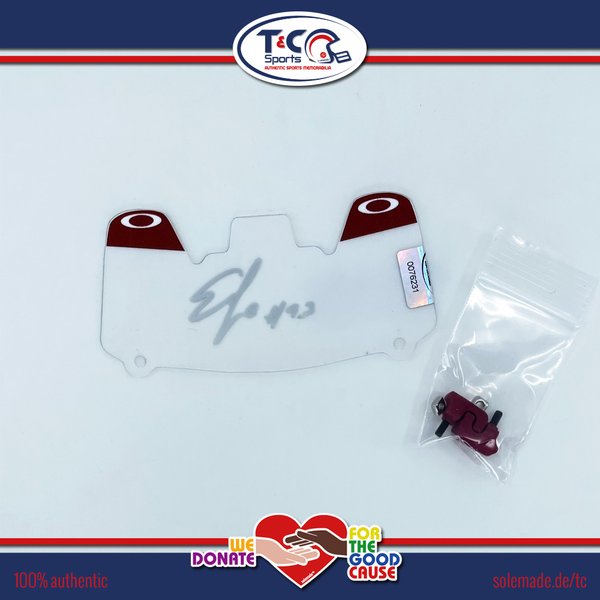 0076231 - Efe Obada signed clear T&C custom Mini-Helmet Visor