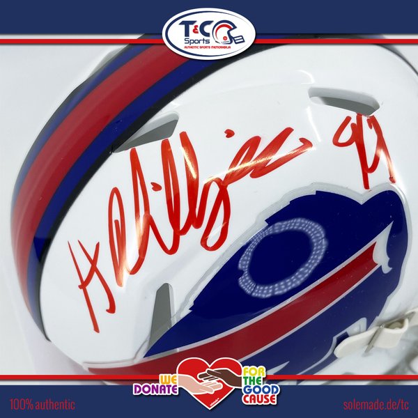 0076256 - Harrison Phillips signed white Buffalo Bills Riddell Speed Mini-Helmet