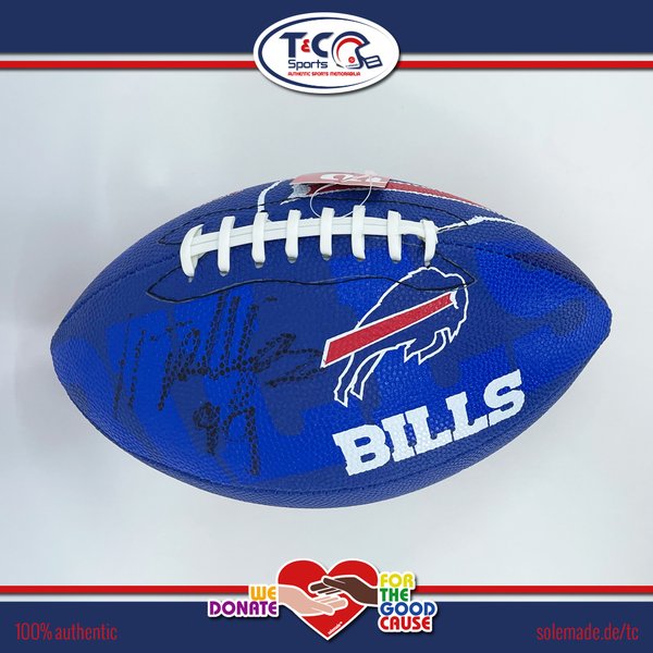 0076258 - Harrison Phillips signed Bills Wilson colored Team Logo Junior Size Football