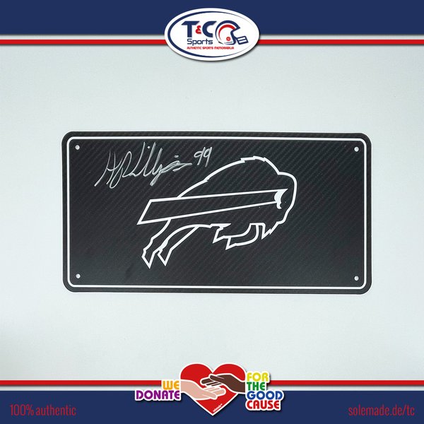 0076259 - Harrison Phillips signed black carbon-style custom Bills license plate
