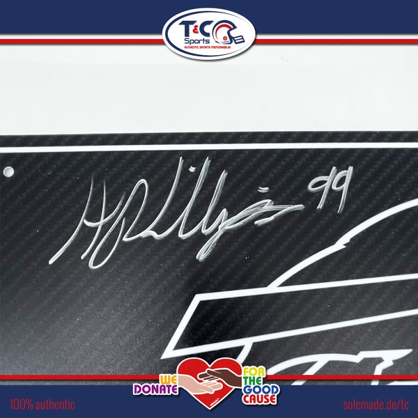 0076259 - Harrison Phillips signed black carbon-style custom Bills license plate