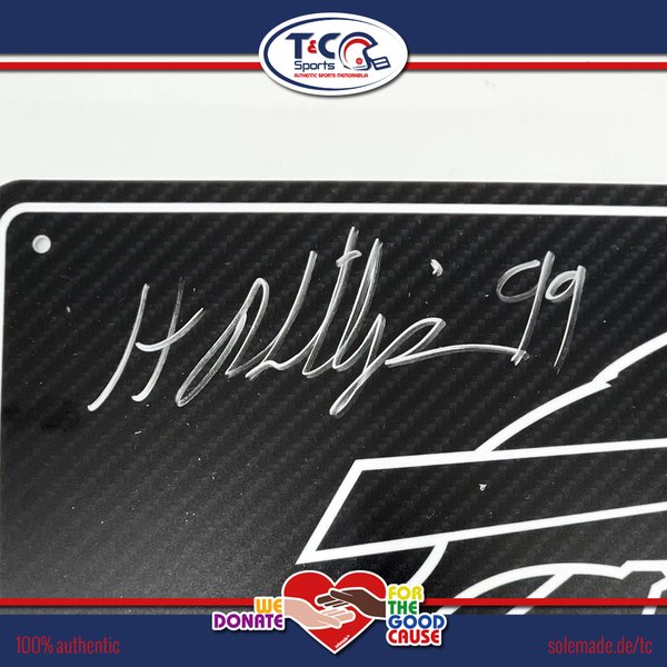 Harrison Phillips signed black carbon-style custom Bills license plate
