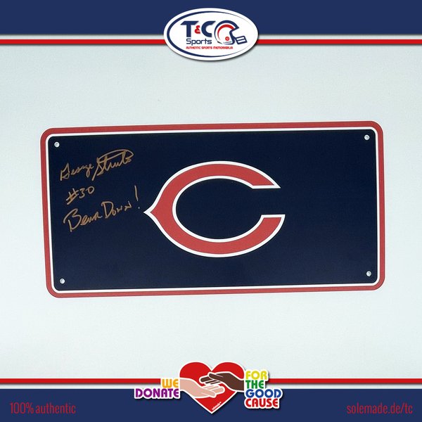 George Streeter signed blue Chicago Bears license plate